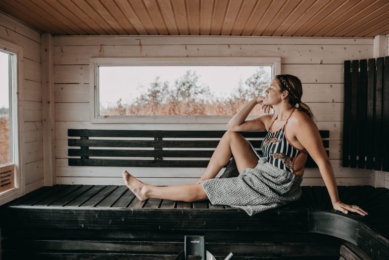 Woman in sauna