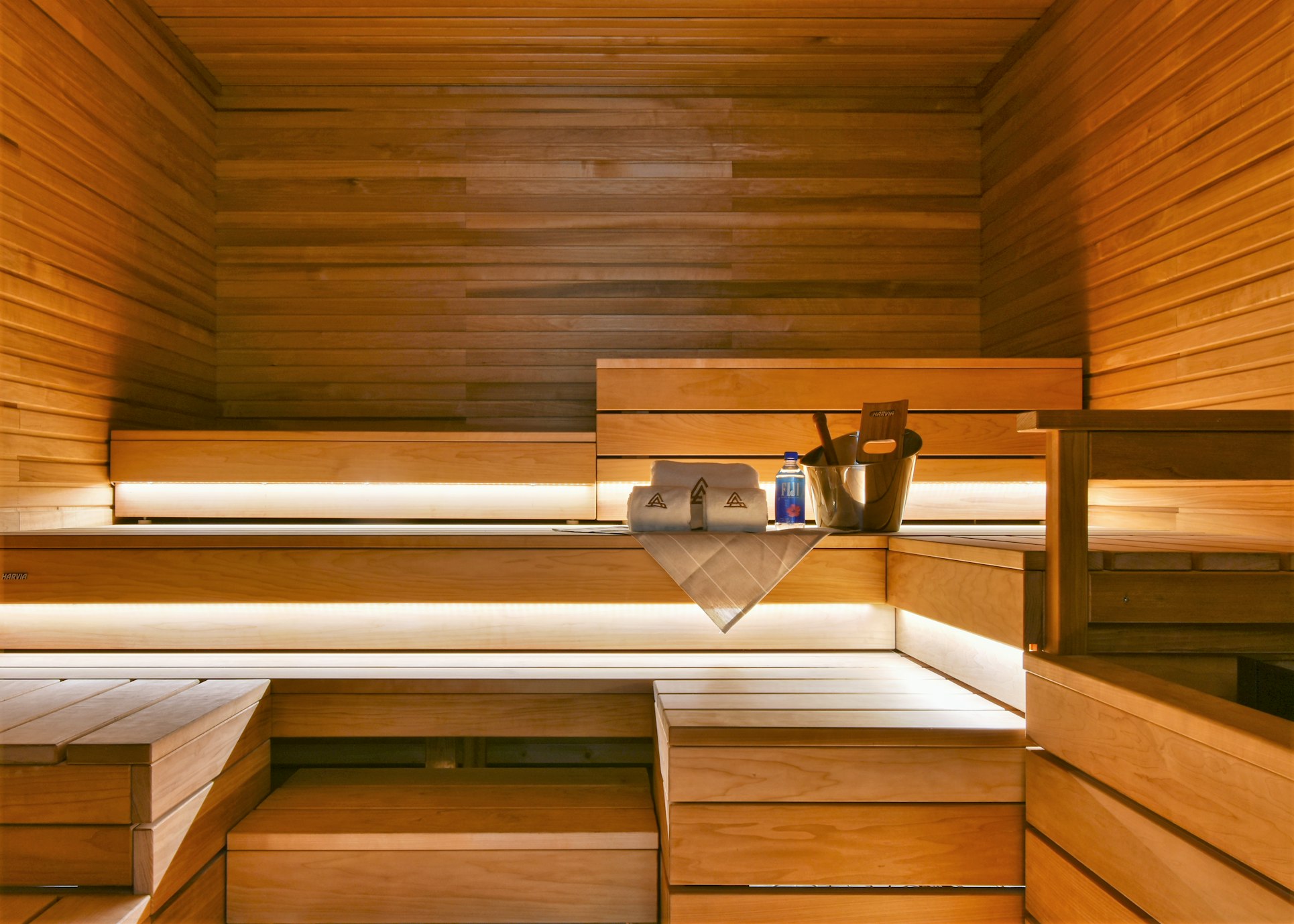 Beautiful Sauna area for a luxury sports centre Harvia