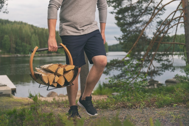 Man carring firewood