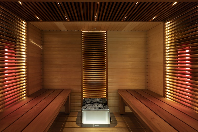 Harvia hybrid sauna with The Wall heater