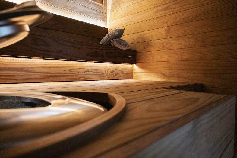 Sauna bench closeup