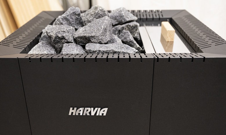 Harvia Linear GreenFlame wood burning heater detail