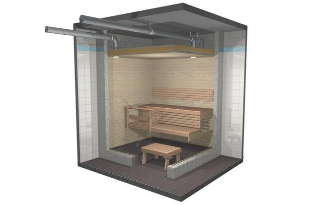 Building sauna, benches