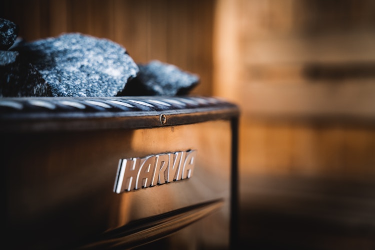 Closeup of Harvia's M3 wood-burning heater