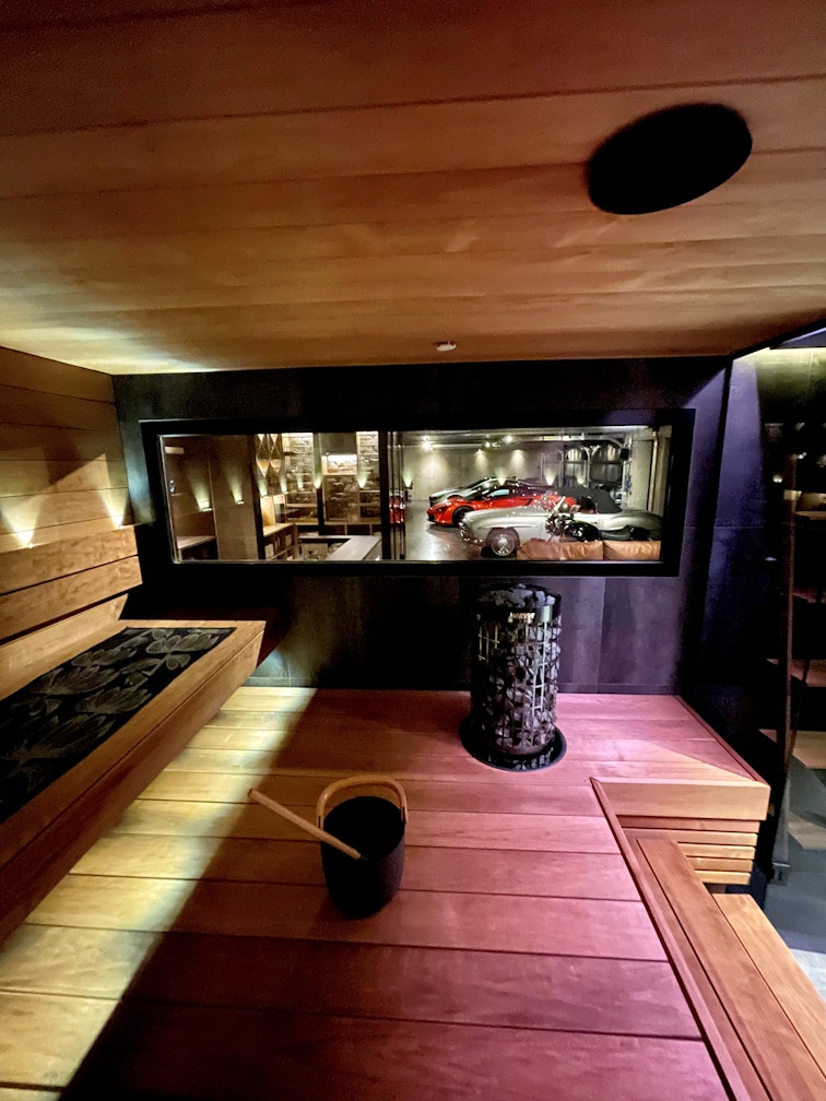 Harvia Cilindro heater in sauna mancave