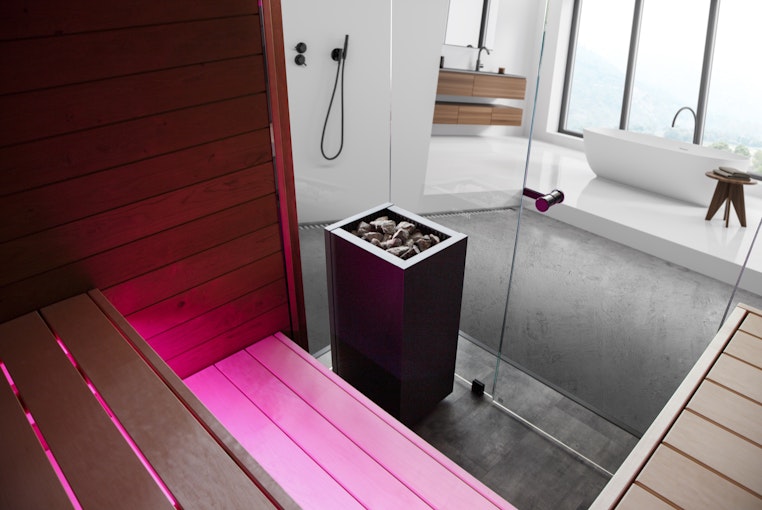 Harvia Block sauna cabin with Harvia Virta electric heater