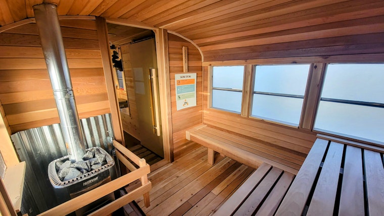 Inside the sauna