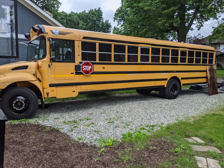 The school bus before conversion to school bus sauna!