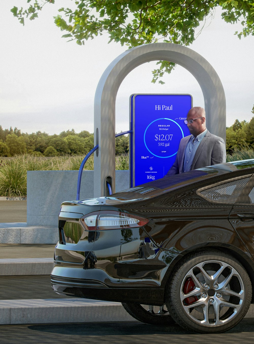 A photo-realistic rendering of the pump at the future Nacero gasoline station