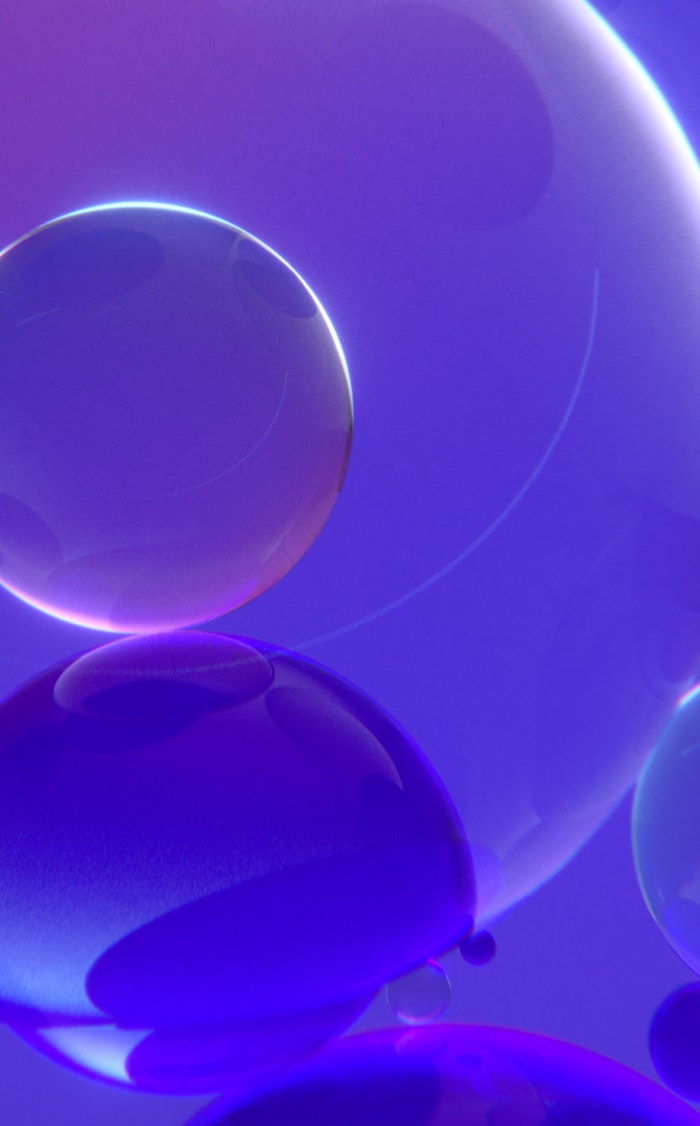 An artistic 3D render of bubbles and liquid