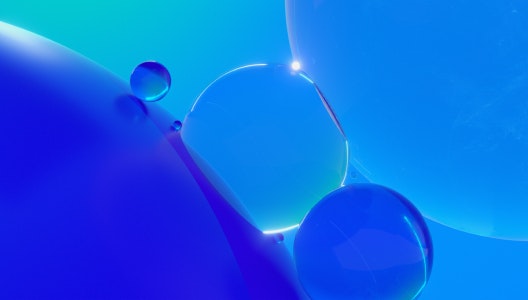 An artistic 3D render of bubbles and liquid