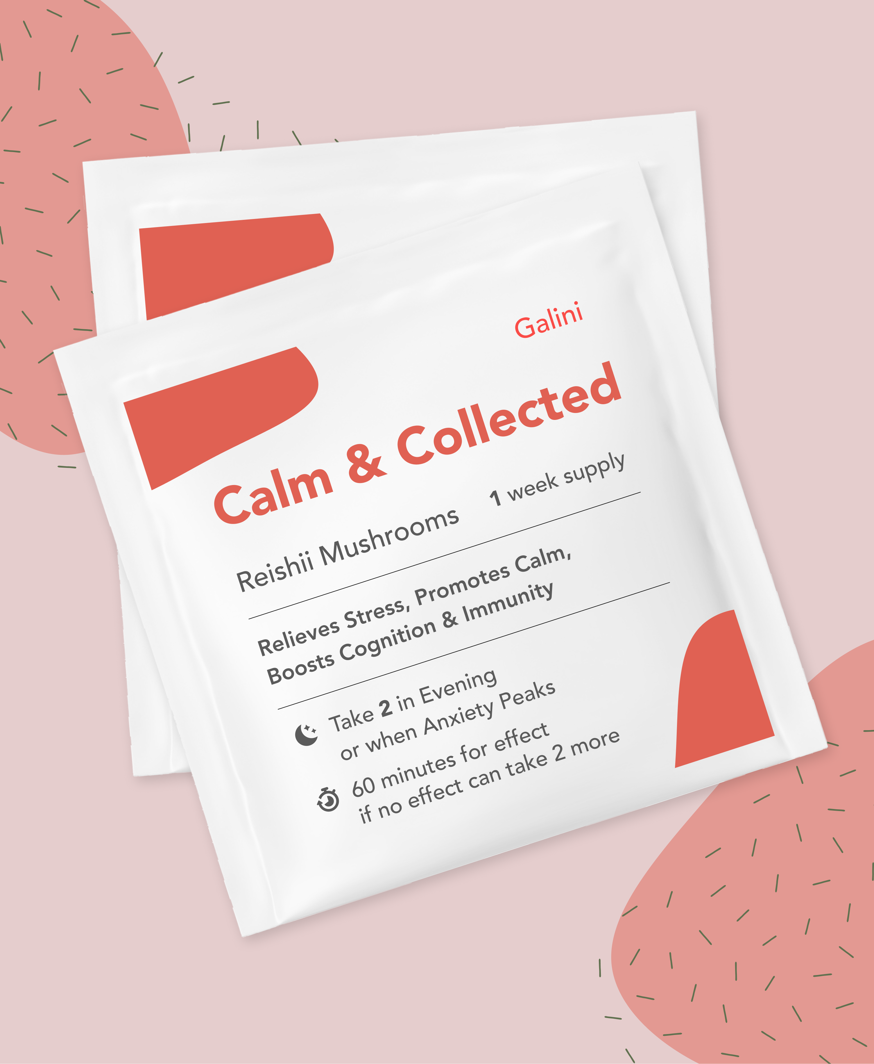 Calm and Collected supplement containing Reishi mushrooms