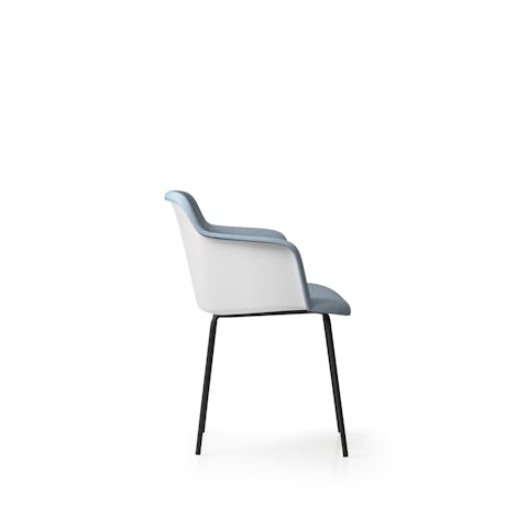 Deep Soft scocca bianca con pad celeste e braccioli