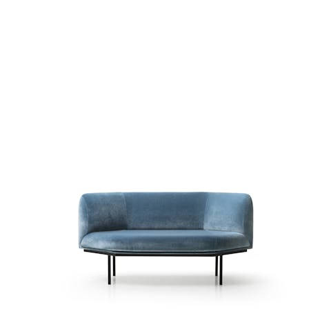 Hendrick sofas with compact dimensions Hendrick sofa placed front on white background