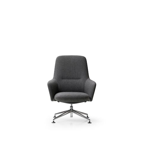 The interior of the Level Armchair is cold foamed Level armchair on white background