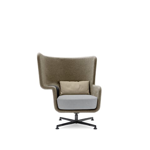 Hip armchair has high back and armrest tablet Hip armchair in the foreground on a white background positioned frontally