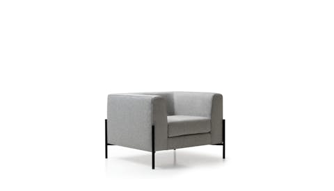 Club upholstered armchair corner view on white background