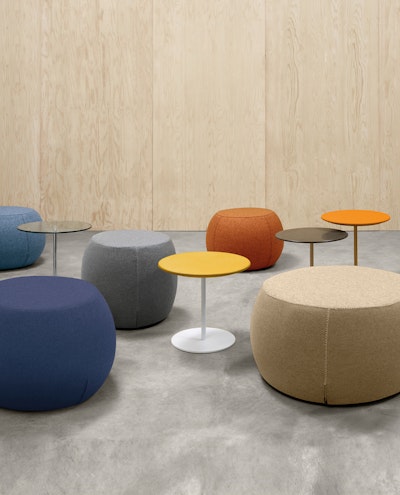 Group of Point poufs near tables