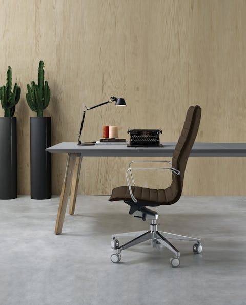 Ice armchair for executive but minimal environments Ice sitting placed in an office near a desk