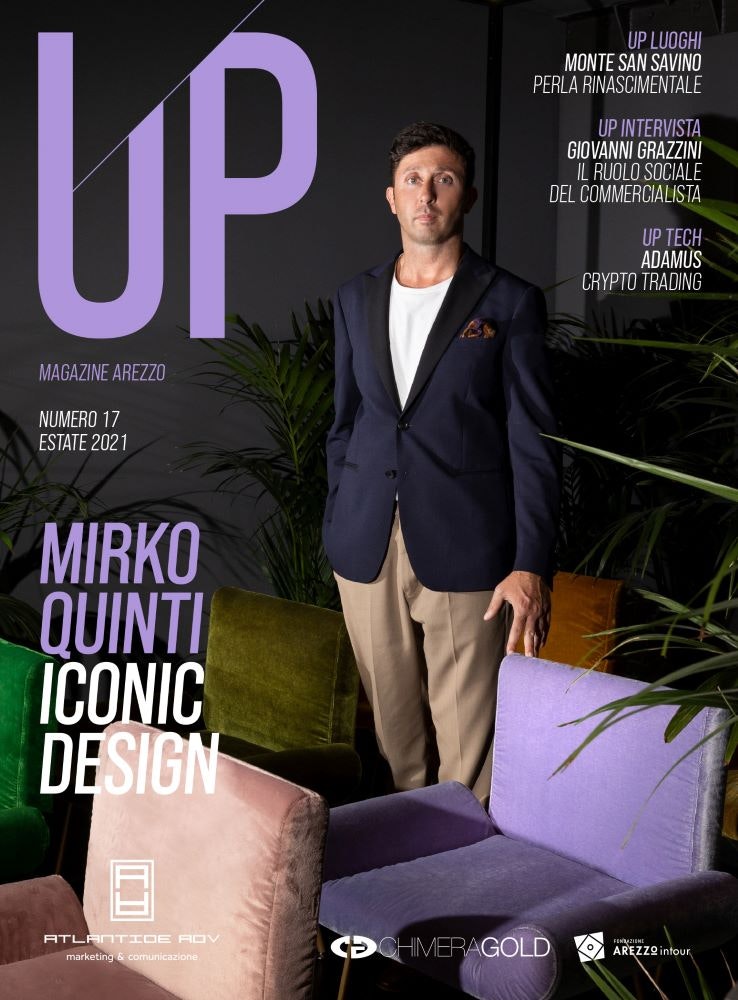 Mirko Quinti design iconico Copertina della rivista Up con Mirko Quinti