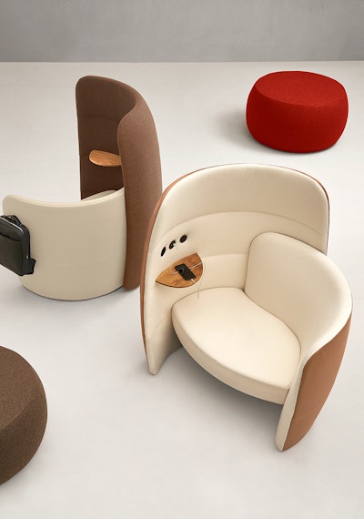 Poltrona Only Ju pensata per zone lounge e open space Diverse posizioni delle poltrone Ju per vedere i dettagli