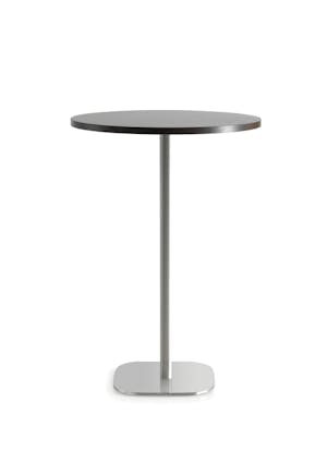 Rounded table with stainless base Rounded table with stainless base
