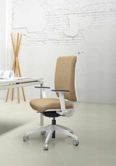 Task chair with upholstered backrest white polypropylene Trend base