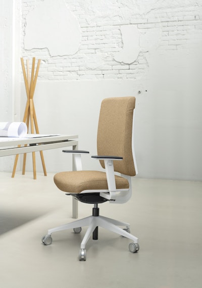 Sedia da scrivania rivestita in tessuto Sedia ufficio bianca