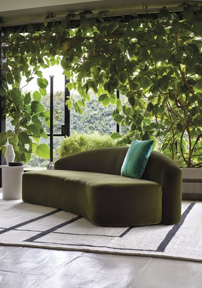 Kyokusen green sofa Kyokusen in living area