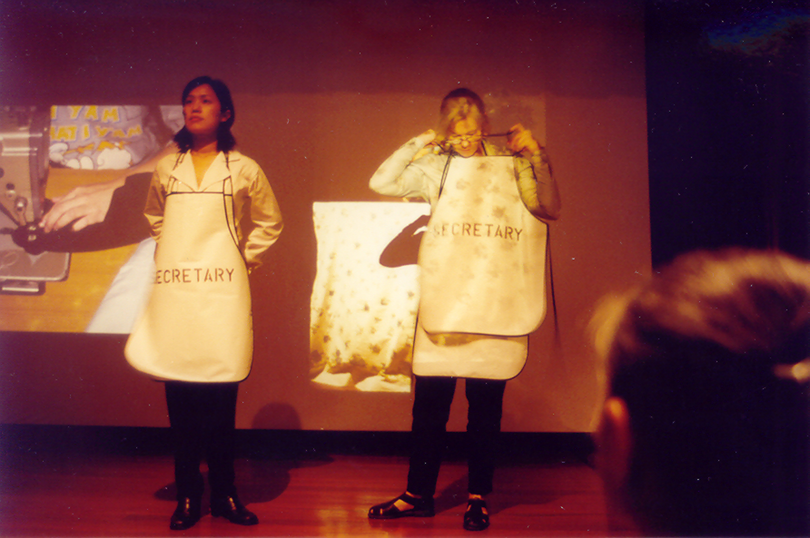 Margaret Tan in collaboration with Faith Wilding, Maintenance Performance, 2001, Multi-media performance. Image courtesy of Margaret Tan.