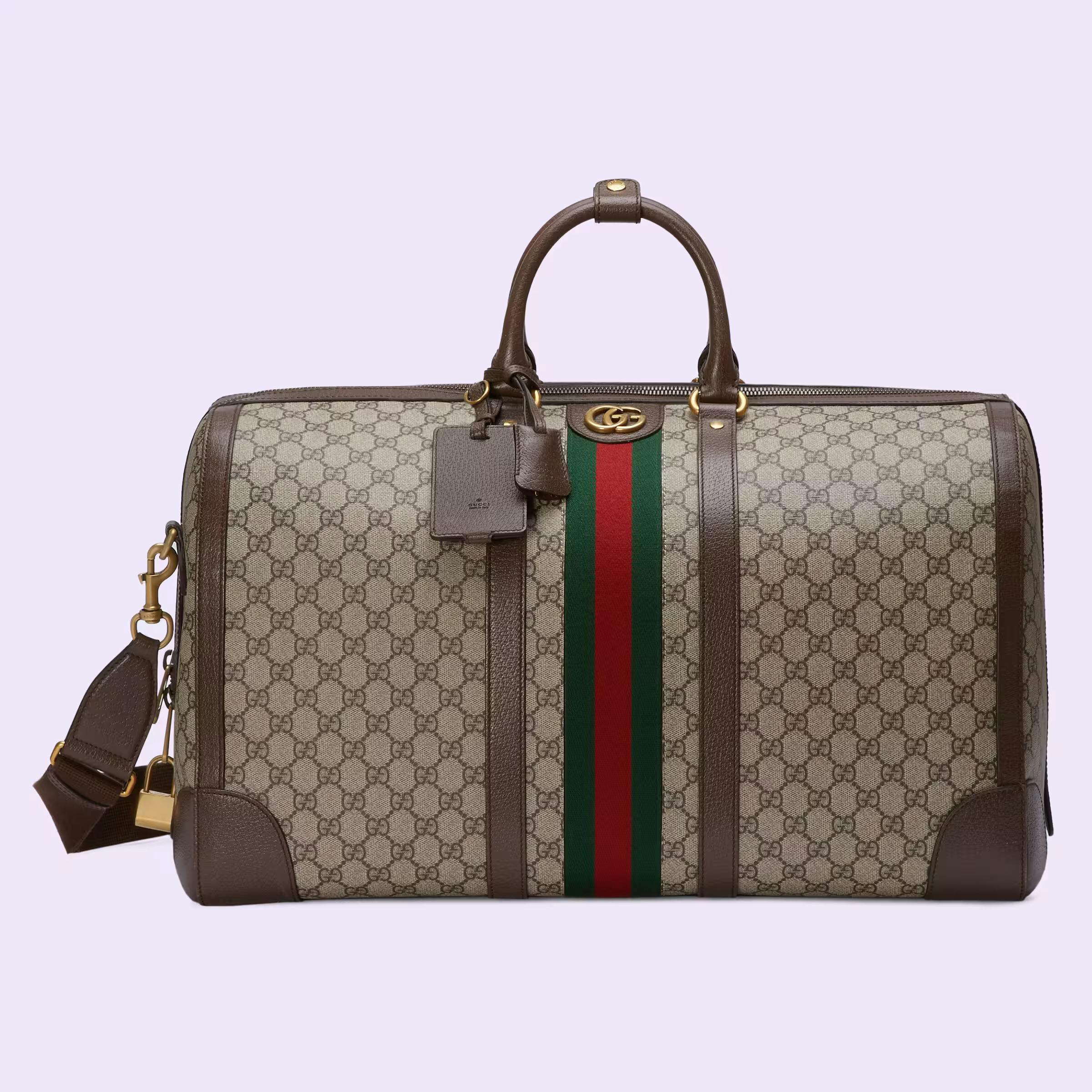 Gucci Soft Gg Supreme Web-detail Duffle Bag in Red