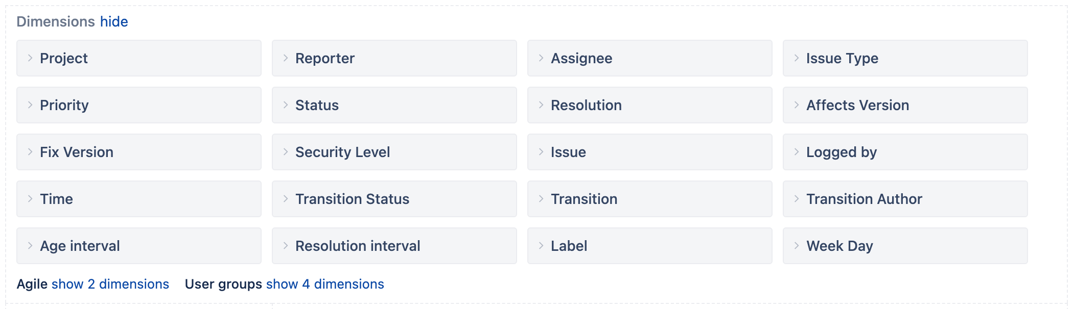 Data dimensions in Jira reports - eazyBI