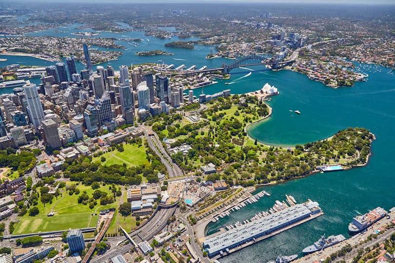 Ariel view of construction of the Sydney Modern Project