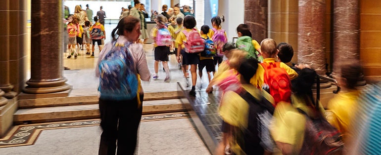 School students visiting the Gallery