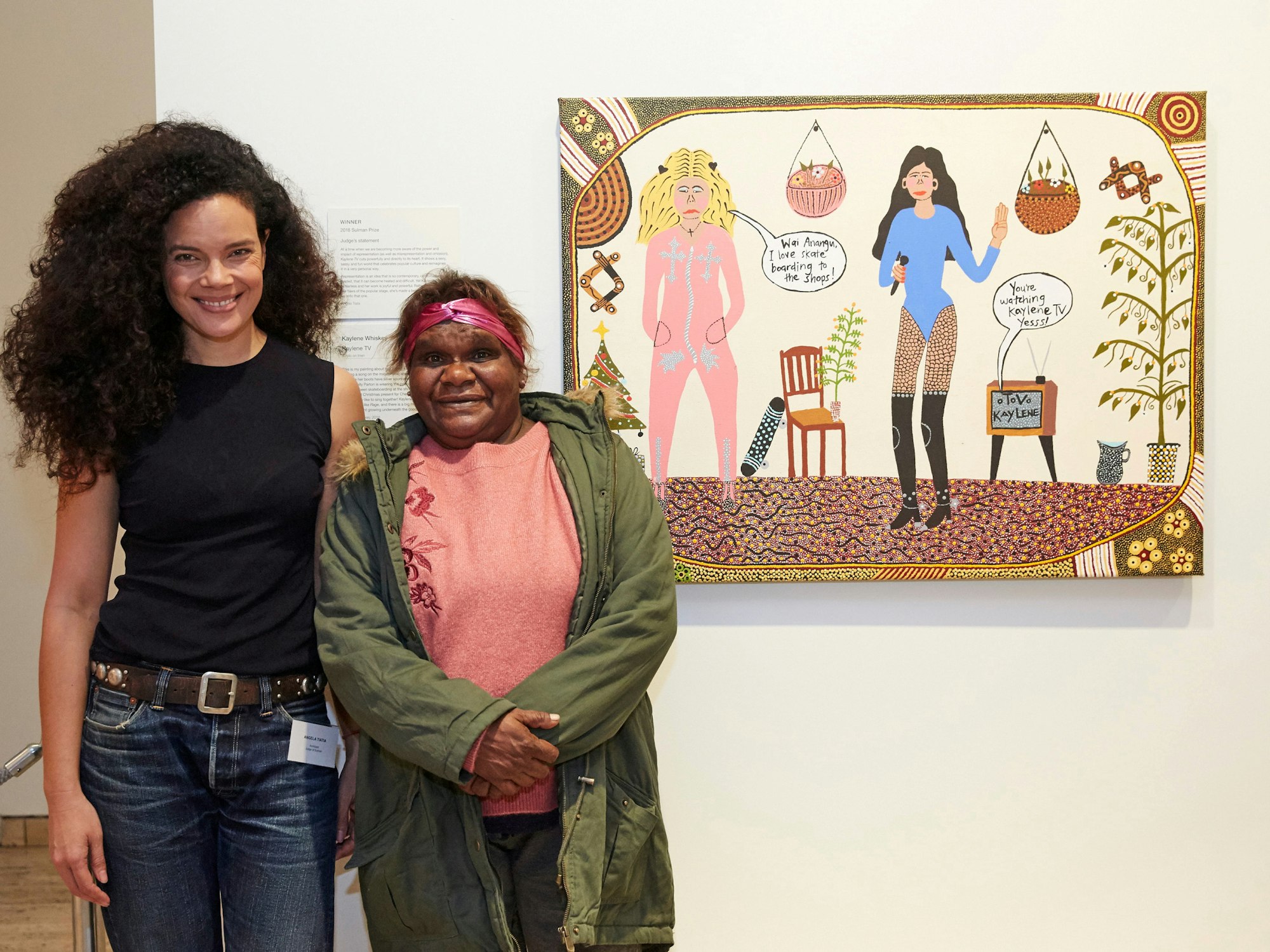 Sulman Prize 2018 judge Angela Tiatia and winner Kaylene Whiskey
