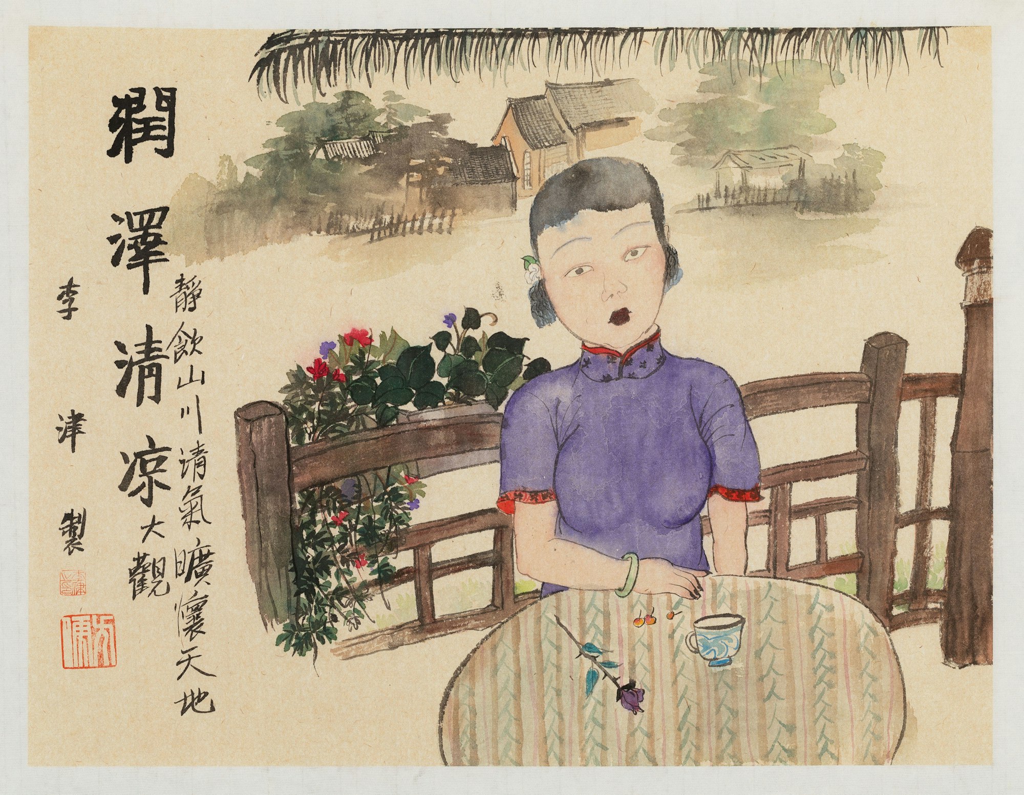 Li Jin Southern beauty 2019 ink and colour on xuan paper, 35 × 46 cm Art Gallery of New South Wales, gift of the Joy and Harold Marchant Foundation 2020 © Li Jin