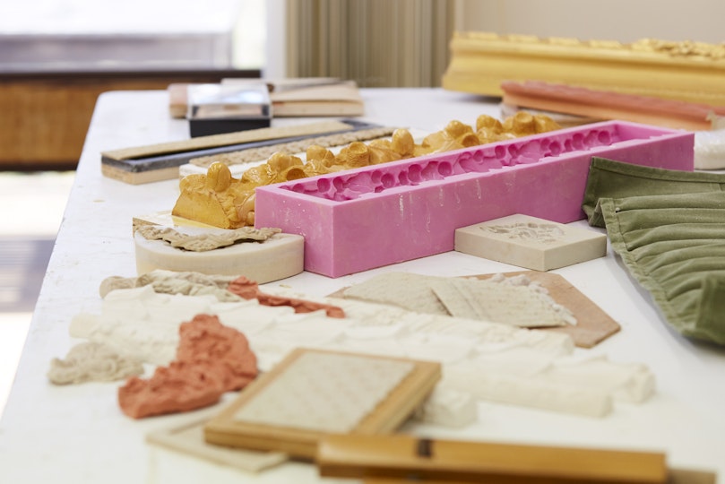 Moulds used by frames conservators to reproduce decorative ornaments.