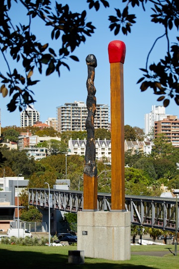 Brett Whitely and Matthew Dillon’s 1968/1991 sculpture Almost Once requires further conservation treatment. Over the years it has sustained damage from termites and tenacious cockatoos nesting in the timber and eating the sapwood.