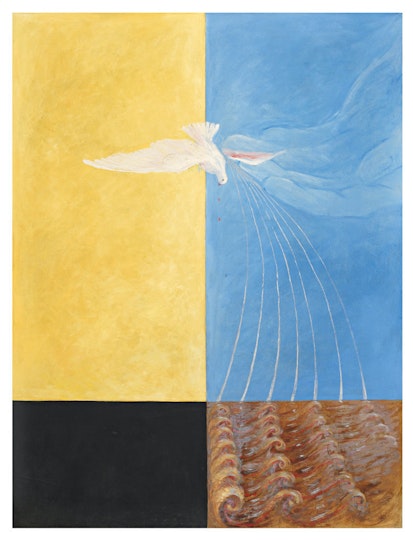 Hilma af Klint (Sweden 1862–1944) Group IX/UW, The dove, no 4 1915. oil on canvas, 152.5 x 115.5 cm. Courtesy of the Hilma af Klint Foundation HaK176. Photo: The Moderna Museet, Stockholm, Sweden 79129