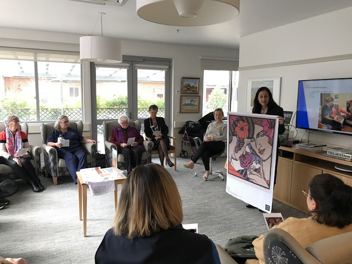 Healthcare staff and community members at a training session with Art Gallery of NSW and Health Infrastructure, Culcairn MPS 2021