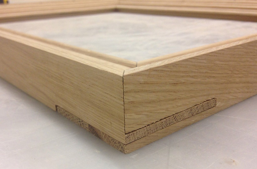 Mitred bridle joint, as per original frame.