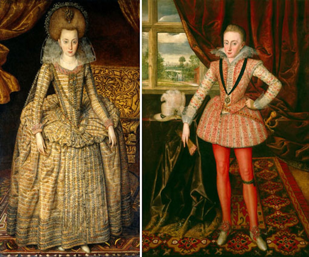 Left to right: Robert Peake the Elder ??Elizabeth, Queen of Bohemia?? c1610 and ??Prince of Wales?? c1610, National Portrait Gallery, London