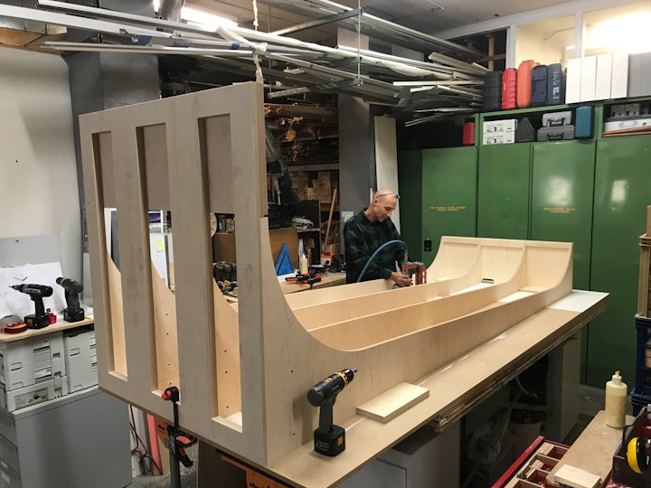The framework for the panels being built in the workshop