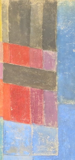 De Maistre experimented by mixing colours, particularly in the first two painted metres of the roll. In some instances the colours were incompatible, resulting in flaking and media loss. In other instances, flaking was the direct result of rolling and unrolling.