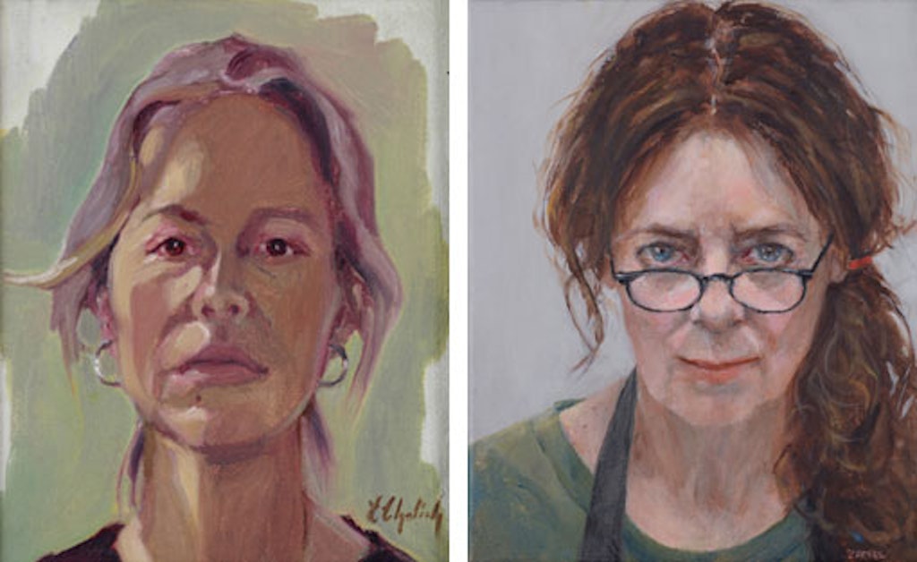 Left to right: Erika Cholich ??Unadorned (self-portrait)?? and Karyn Zamel ??My self??, Archibald Prize 2019 finalists