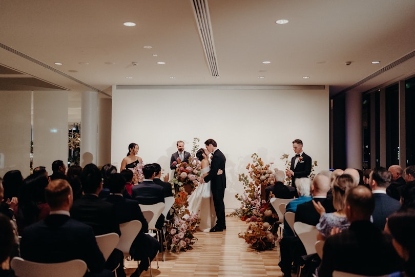 Wedding of Jack and Carol 2021, Art Gallery of NSW, Function Space, Ceremony. Photo by Russell Stafford Photography