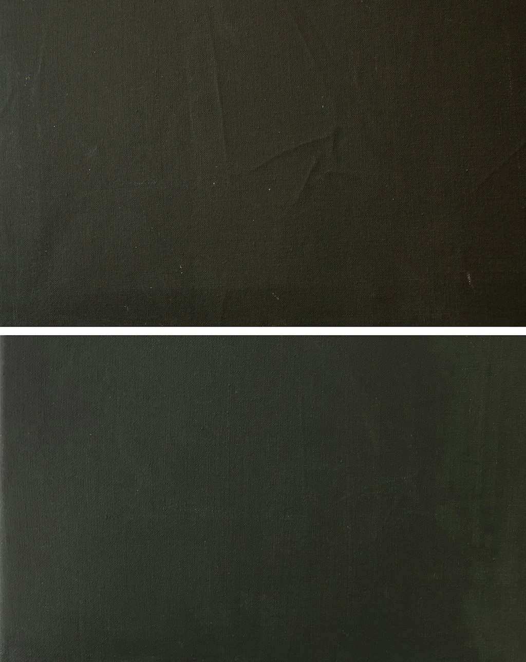 Detail of an area with creases and abrasions before (top) and after (bottom) treatment