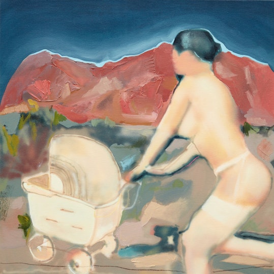 Sarah Drinan 'Mummy and Runny' 2021 acrylic, oil, soft pastel on canvas 80 x 80 cm Courtesy of the artist