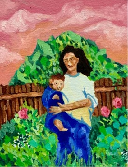 Emma Rani Hodges Age 25, Belconnen, ACT Near to the sound of your heart 2021 oil on canvas, 30 x 25 cm