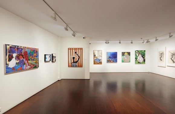 Installation view of the 2021 Brett Whiteley Travelling Art Scholarship exhibition at the Brett Whiteley Studio, Surry Hills.